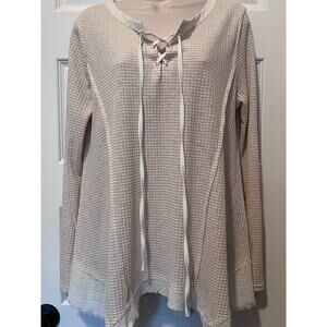 Umgee USA Women's Tan & Cream Striped Tunic, Size L